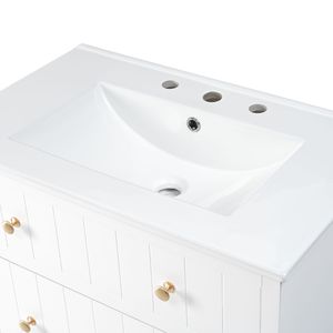 Lavabo da bagno da 30 pollici compatibile solo con rubinetto a distanza tra fori di 8 pollici - Product Image 5