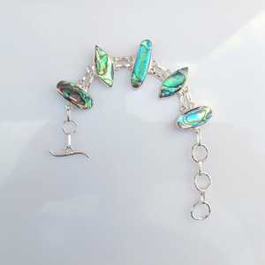 Pulsera de Plata de Ley con Concha de Abulón de Diseño de Lujo, Ajustable, con Piedras Preciosas, Hecha a Mano para Mujer, Regalo Elegante de Alta Calidad - Product Image 4