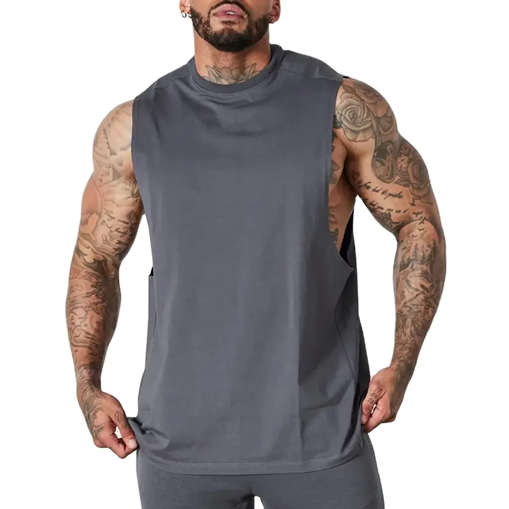 Blusa regata masculina com estampa de corte personalizado sem mangas, blusa de ginástica com gola longa, blusa de ginástica masculina com estampa de músculos