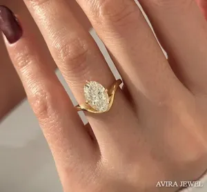 Anillo de Compromiso Avira Jewels con Moissanita de 1CT, Corte Ovalado, Claridad VVS1/VS1, Plata, Blanco/Amarillo/Oro Rosa, para Mujer, Boda, Novia - Product Image 1