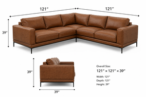 Luxury Genuine Leather Sectional <b>Sofa</b> Modern L Shape Couch for Living Room Penthouse Balcony Hotel Lounge and Apartment - Product Image 2