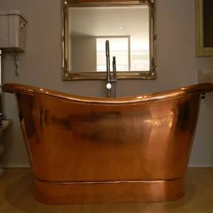 Bañera Ovalada de Cobre Hecha a Mano con Patas de Gato, Bañera de Metal Pulido para Villa, Baño de Hotel - I H C - Product Image 6