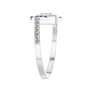 Bague cocktail halo carrée contemporaine pour femmes, style classique, certifiée IGI, argent sterling, pierre précieuse saphir naturel, fête - Product Image 2