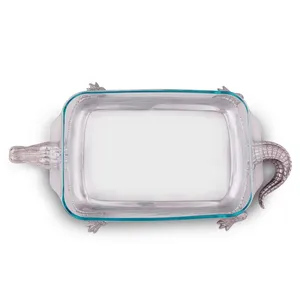 Modern Minimalist Handmade Metal Casserole Dish with Designer LidMetal Casserole Aluminum Layers Textured Hammered 33cm - Product Image 1