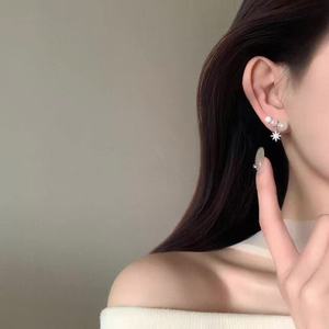 6-8mm Natural Freshwater Pearl <b>Highlighted</b> Mantou Bead Earrings in Antique French Style Zhuji Fashion Dangle Dangle Earrings - Product Image 4