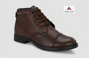 Bottes en cuir pour homme Neob Ventures, bottes à lacets de style motard avec semelles respirantes antidérapantes, mode toutes saisons pour un usage quotidien - Product Image 2