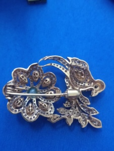 Broche unisexe en argent 925 plaqué or, faite à la main, en forme d'oiseau, avec pierre Polki doublette verte, pour bijoux et vêtements de mariage indien - Product Image 2