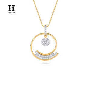 Collier avec pendentif en diamant, design circulaire en spirale élégant, bijoux fins pour femmes - Product Image 4