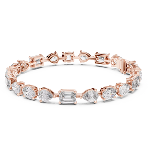 Conjunto de Pulsera de Oro Sólido de 18K con Diamantes Cultivados en Laboratorio de Corte Mixto, Bañado en Rodio, 15.5CT, con Piedras Laterales, Certificado, para Uso Diario/Compromiso/Boda - Product Image 1