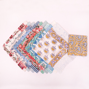 Wholesale Breathable Eco-Friendly Multifunctional Square Non-Woven Cotton Sanganeri Floral Block Print <b>Tie</b> <b>Back</b> Bandana Headband - Product Image 4