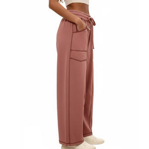 Diseña tus propios pantalones deportivos para mujer, fáciles de usar, con MOQ bajo, recién llegados, informales, de color sólido, en venta. - Product Image 5