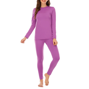 Vente en gros de sous-vêtements longs pour femmes, confortables et chauds, en coton, à col rond et manches longues, sous-vêtements thermiques pour femmes - Product Image 3