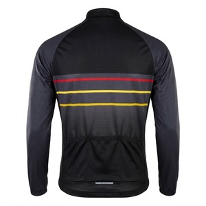 Men's Full Sleeve Cycling Jersey Black With <b>Red</b> And Yellow Stripes Full Zipper Breathable Quick Dry Polyester <b>Bike</b> Jersey - Product Image 3
