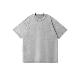 T-shirt vintage oversize délavé à l'acide pour homme, manches courtes, col rond, streetwear, logo personnalisé sur le devant, anti-plis - Product Image 4