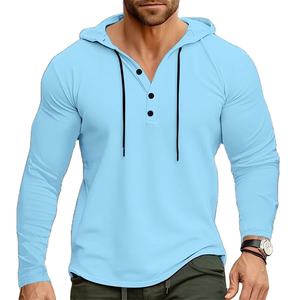 Hombres 100% algodón ropa de gimnasio de manga larga con capucha Joggers camiseta Casual Fitness culturismo camisetas con capucha de algodón Joggers para - Product Image 1