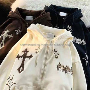 Sudadera de Forro Polar Casual de Invierno para Hombre, de Algodón, Poliéster y Elastano, con Cremallera Completa para la Capucha, de Alta Calidad, Sólida, Transpirable y Lisa - Product Image 4