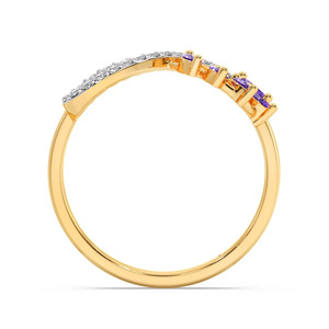 Anillo de Diamantes con Onda Infinita y Piedra de Color Púrpura - Product Image 2