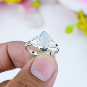 Genuine Rainbow Moonstone <b>Ring</b> 925 Solid Sterling Silver Marquise Natural Gemstone Jewelry For Women Gift - Product Image 6