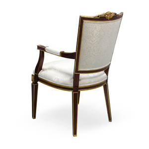 Silla de Comedor Clásica Europea de Lujo con Reposabrazos, Estructura de Madera de Caoba Sólida, Asiento y Respaldo Tapizados, Elegante para Hogar, Oficina, Hotel - Product Image 4