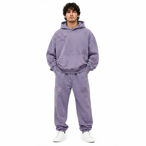 <b>Men</b> Vintage Wash Tracksuit <b>Pullover</b> Hoodie and Pants Set OEM Service Private Label Factory Direct - Product Image 2
