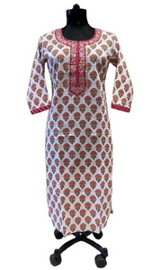 เสื้อคุर्ติแขนยาวพิมพ์ลาย ผ้าฝ้าย 100% ระบายอากาศได้ดี เหมาะสำหรับใส่ทำงานในออฟฟิศ ดีไซน์เรียบง่าย สำหรับฤดูใบไม้ผลิ/ฤดูร้อน - Product Image 2