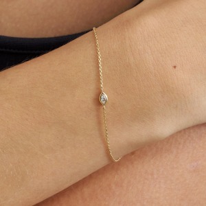 Pulsera de Diamantes Marquise Delicada en Oro Sólido de 14K/18K, 0.08ctw, Certificación IGI, Joyería para Mujer, Cumpleaños, Aniversario, Uso Diario - Product Image 6