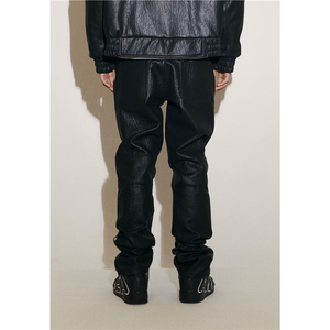 Pantalon cargo Y2K en molleton évasé à taille mi-haute pour homme, style hip-hop, en similicuir, avec cordon de serrage et revers, idéal pour l'hiver - Product Image 6