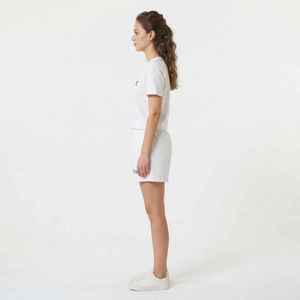 Women's White 2-Piece <b>Set</b> Cotton <b>Short</b> Sleeve T-Shirt and Above Knee <b>Shorts</b> Casual Regular Fit Spring Summer Wear - Product Image 5
