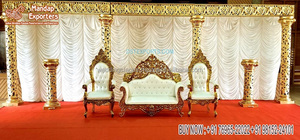 Decoración de Boda Tamil, Escenario para Ceremonia de Recepción, Recepción de Boda Sri Lanka, Decoración de Escenario Dorado, Escenario de Recepción con Temática Dorada - Product Image 4