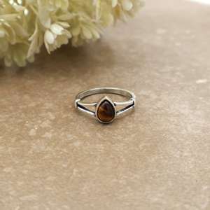 SHYAM JEWELRS Brass Tiger Eye 925 Sterling Silver Band Handmade Bezel Setting Boho Jewelry Oval Gemstone Natural <b>Statement</b> <b>Ring</b> - Product Image 2