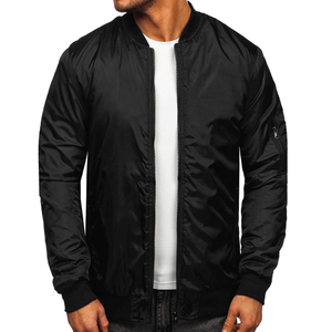 Best Selling Men's Classic Coated Stand Collar Zip up Bomber <b>Jacket</b> with Soft Shell Full Zipper and Sleeve Pocket - Product Image 5
