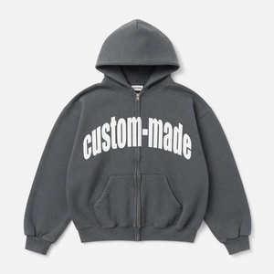 Sudadera con capucha y cremallera Glory Custom Drop Shoulder con estampado serigrafiado para ropa urbana y casual, unisex, OEM, venta al por mayor - Product Image 1