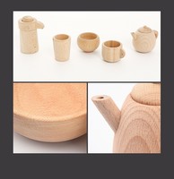 Ensemble de thé de l'après-midi de Simulation en bois naturel pour enfants de haute qualité