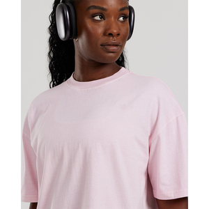 Camiseta de Punto de Manga Corta Rosa para Mujer, Cuello Redondo, Corte Holgado, Transpirable, Informal, para Uso Diario en Todas las Temporadas, Color Sólido - Product Image 4