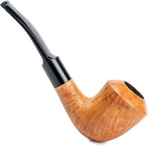 Pipa de tabaco Briar, hecha a mano, forma clásica Bent Dublin, compatible con filtro de 9 mm, viene con estuche, en caja (dorado) - Product Image 4