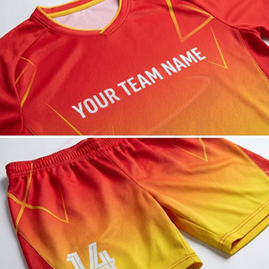 ชุดทีมฟุตบอลแบบกำหนดเอง เสื้อและกางเกงขาสั้นแบบซับลิเมชั่น คุณภาพสูง สำหรับการแข่งขันและฝึกซ้อม ชุดกีฬาขายส่ง - Product Image 3