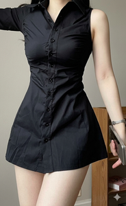 Vestido camisero ajustado con botones para mujer / Camiseta larga - Product Image 5