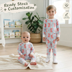 Conjuntos de pijama de manga larga con estampado de tigre y lazo para niños pequeños OEM/ODM, ropa de dormir para niños, ropa de boutique, pelele para bebé niño - Product Image 1