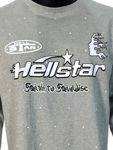 Custom Grey Streetwear Long Sleeve T <b>Shirts</b> Oversized <b>Flame</b> Graphic Print Vintage Wash Heavyweight Cotton Men Vintage Hip Hop - Product Image 5