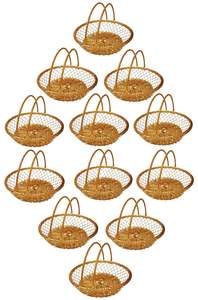 Cesta Redonda Dorada Sahagun para Regalos de Boda, Cesta Decorativa para Regalos de Inauguración de Casa - Product Image 3