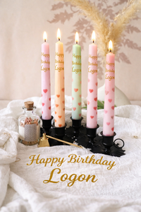 Bougies d'anniversaire personnalisées en forme de cœur, faites à la main, sans fumée, parfumées à la rose, avec nom imprimé, en paraffine et soja, pour Halloween et mariages - Product Image 3