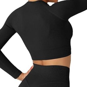 Ensemble legging et soutien-gorge gainant pour le ventre, vêtements de sport à séchage rapide pour femme, ensemble de gym gainant taille haute, vêtements de yoga côtelés unis - Product Image 4