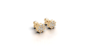 Boucles d'oreilles clous Aarinya Nexus géométriques plaquées or 18 carats avec diamants de laboratoire et design à rayons prismatiques, idéales pour les cadeaux d'anniversaire et de fête - Product Image 1