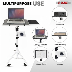 Support de projecteur 5-en-1, trépied réglable 71 pouces, chariot portable pour ordinateur portable avec 2 étagères et support de téléphone - Product Image 4