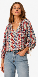 Camisa multicolor con detalle de lazo en chevron - Product Image 3