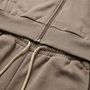 Survêtement à capuche pour homme, couleur unie, sweat-shirt à fermeture éclair intégrale avec poches latérales, vêtements décontractés d'automne, mélange de polyester et de coton, coupe classique - Product Image 5