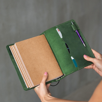 Carnet de voyage spirale en cuir véritable fait main avec logo personnalisé, porte-cartes et porte-stylo, organisateur de journal vintage rechargeable