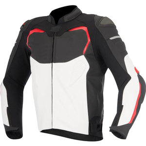 Chaqueta de Motociclista de PU para Hombre, Color Negro, Blanco y Rojo, Manga Larga, Resistente al Viento, para Todas las Estaciones, Ropa de Carreras - Product Image 1