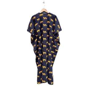 Caftán de algodón ligero y cómodo para mujer, con estampado indio a mano, manga corta, vestido maxi, informal, para la noche, o como pareo de baño. - Product Image 3