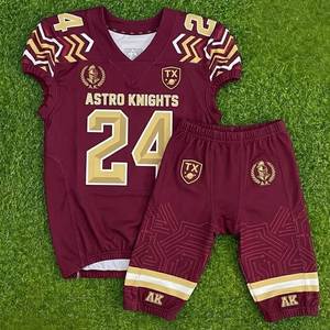 Ensemble de maillot de football américain pour hommes avec pantalon long jusqu'aux chevilles, impression par sublimation à transfert thermique, taille élastique, logo personnalisé du nom de l'équipe - Product Image 6